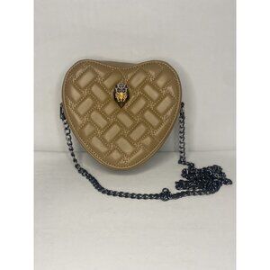 Heart-Shaped Quilted Tan Crossbody Bag With Chain Strap